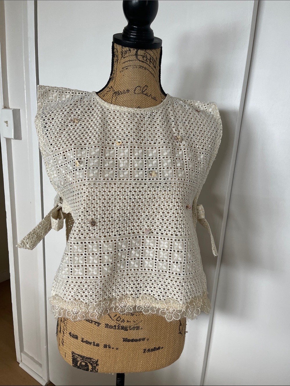 Ivory Crochet Lace Side-Tie Camisole